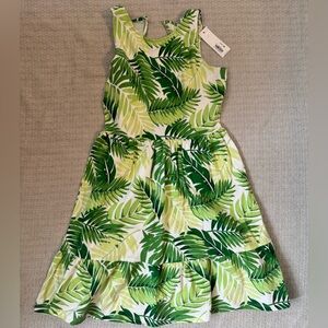 Janie and Jack Green Leaf Print Kids Dress